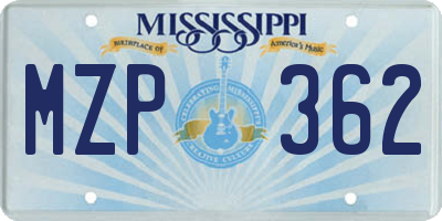 MS license plate MZP362