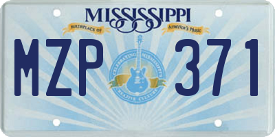 MS license plate MZP371