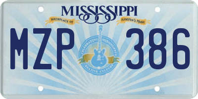MS license plate MZP386