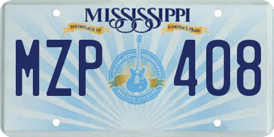 MS license plate MZP408