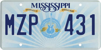 MS license plate MZP431