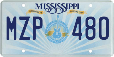 MS license plate MZP480