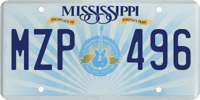MS license plate MZP496