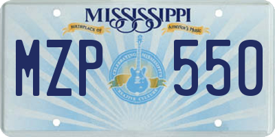 MS license plate MZP550