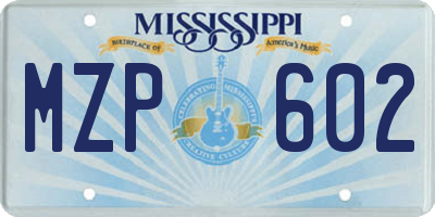 MS license plate MZP602