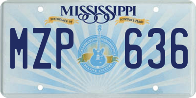 MS license plate MZP636
