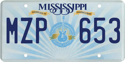 MS license plate MZP653