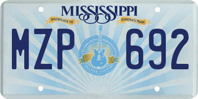 MS license plate MZP692