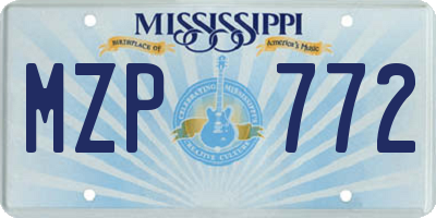 MS license plate MZP772