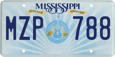 MS license plate MZP788