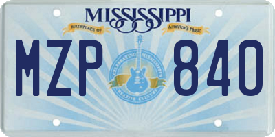 MS license plate MZP840