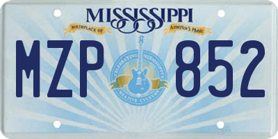 MS license plate MZP852