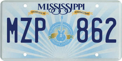 MS license plate MZP862