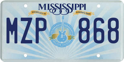 MS license plate MZP868