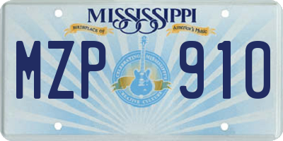 MS license plate MZP910
