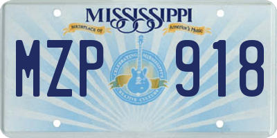 MS license plate MZP918