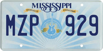 MS license plate MZP929