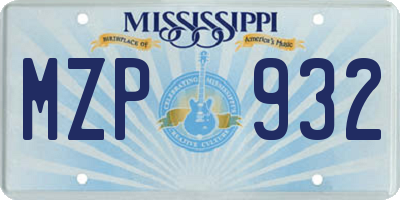 MS license plate MZP932