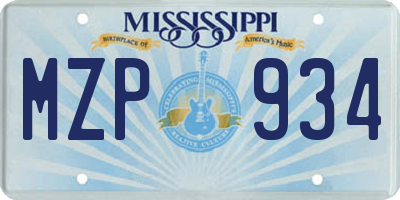 MS license plate MZP934