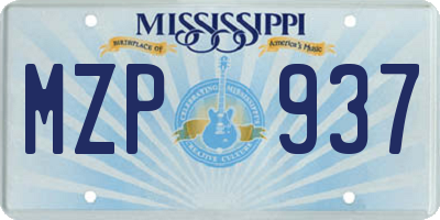 MS license plate MZP937