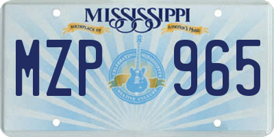 MS license plate MZP965