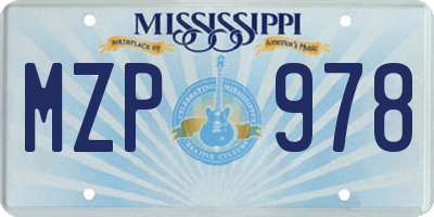 MS license plate MZP978