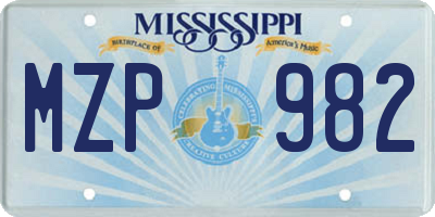 MS license plate MZP982