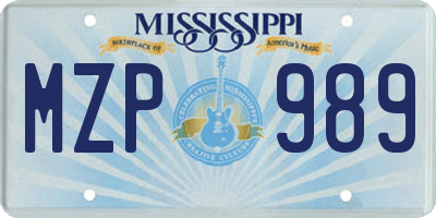 MS license plate MZP989
