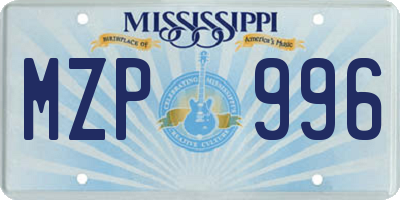 MS license plate MZP996