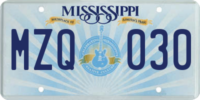 MS license plate MZQ030