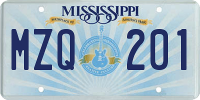 MS license plate MZQ201