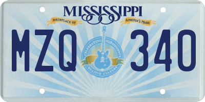 MS license plate MZQ340