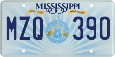 MS license plate MZQ390