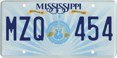MS license plate MZQ454