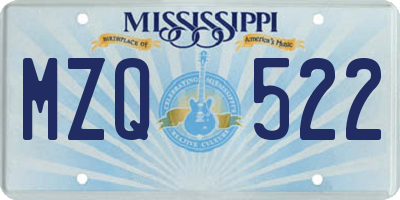 MS license plate MZQ522