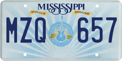 MS license plate MZQ657
