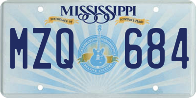 MS license plate MZQ684