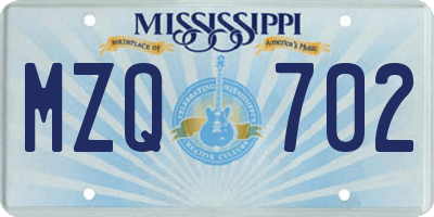 MS license plate MZQ702