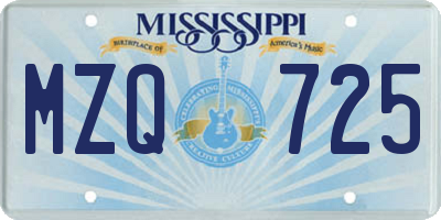 MS license plate MZQ725