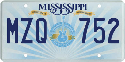 MS license plate MZQ752