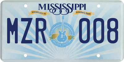 MS license plate MZR008