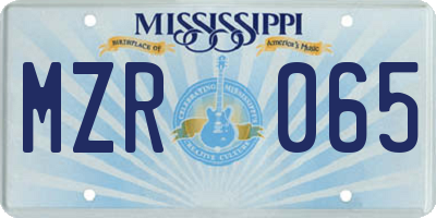MS license plate MZR065