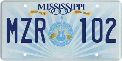 MS license plate MZR102