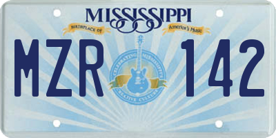 MS license plate MZR142