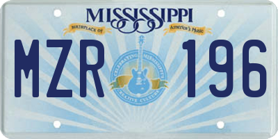 MS license plate MZR196