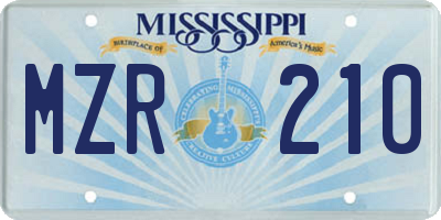 MS license plate MZR210