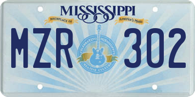 MS license plate MZR302