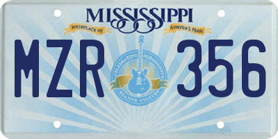 MS license plate MZR356