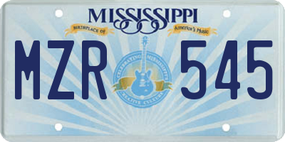 MS license plate MZR545