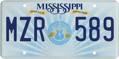 MS license plate MZR589